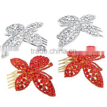 2pieces/lot Butterfly Rhinestones Hair Comb Wedding Hair Accessories