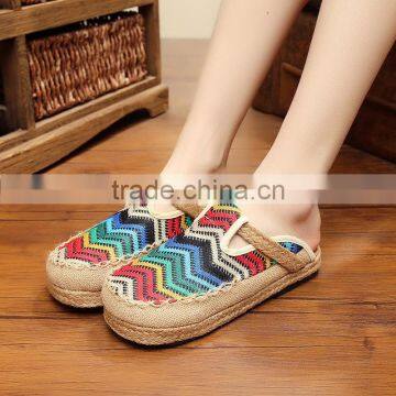 zigzag women homemade linen sandals comfortable fisherman shoe folk slippers/Chinese ethnic flavor casual linen shoes