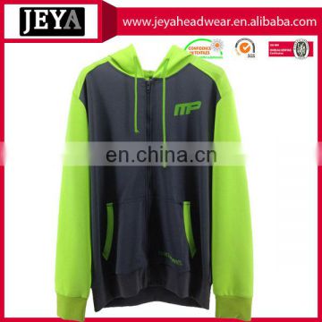 Young girl embroidery printing neon yellow hoodies with zipper front