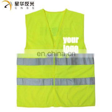 CNSS Customized logo and color fluorescent yellow high visibility reflective safety vest