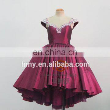 Puffy Skirt Sheer Beaded Homecoming Dress HMY-D293 Sweetheart Tea Length Taffeta Prom Dress Cocktail Dress