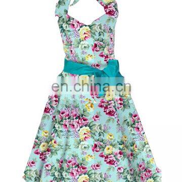 Blue Floral Print Vintage Design 50s 60s Clothing Rockabilly Pinup Girl Robe prom Dresses