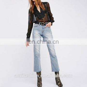 Clothing Spring Sheer Sleeves Lady Latest Fashion Blouse Design 2016 photo-5