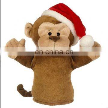 OEM custom christmas plush monkey hand puppet toys