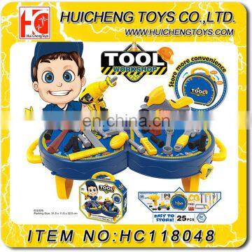 Funny 2 in 1 kids tool toy set Eco-friendly 25PCS ABS plastic tool workshop EN71,62115,ASTM,HR4040,14P