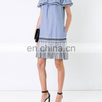 MIKA2482 Off Shoulder Stripe Cotton Clothing