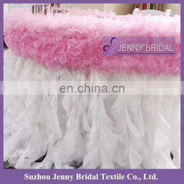 TC116A Modern Sweet Organza Decor Ruffled Curly Willow Table Skirt photo-2