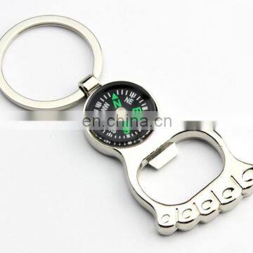 Multifunctional Foot Shape Beer Bottle Opener keychain with Compass