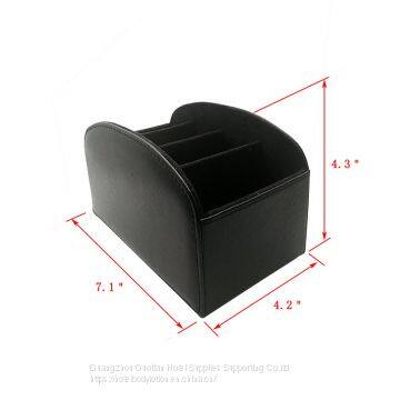 Remote Control Holder Organizer Leather Control Storage TV Remote Control Organizer With 5 Spacious Compartments photo-4