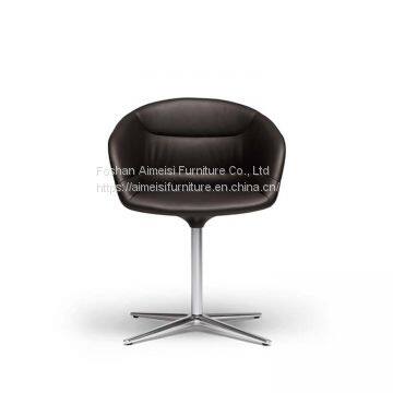 Dining room furniture leather cushion aluminium base fiberglass dining chair