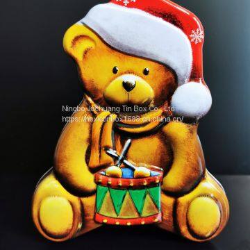 Christmas shaped bear festival gift Tin Box For Tea / Coffee/sugar