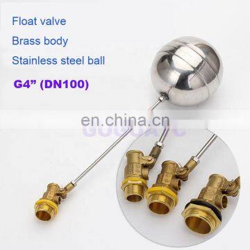 High quality Cold Hot Water Tank Liquid Level Metal Large Float Ball Valve 4 inch DN100 Body brass toilet water ball cock