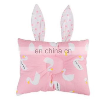 Wholesale ear 100% cotton fabric baby pillow flat head