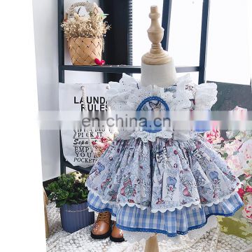 Baby GIrl Summer Blue Rabbit Turkey Vintage Spanish Lolita Princess Ball Princess Gown Dress for Girl Easter Birthday Party