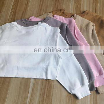 High Quality Custom Logo Long Sleeve 100 Cotton Brushing Oversized Women Blank Cropped Top Sweatshirt photo-6