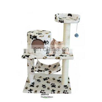 China Proveedor Wholesale Cute Sisal Plush Fabric Climber Pet Post Perch Cat Scratching Tree House With Cat Toy photo-2