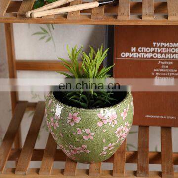 Wholesale custom flower relief pattern art design indoor balcony succulent green plants pots for garden decor