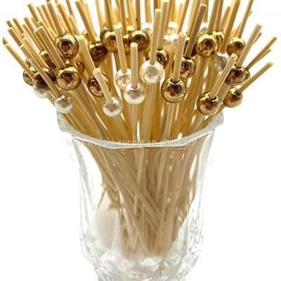 Environmentally friendly, non-toxic, safe to use 12cm cocktail bead decorative picks bamboo skewer