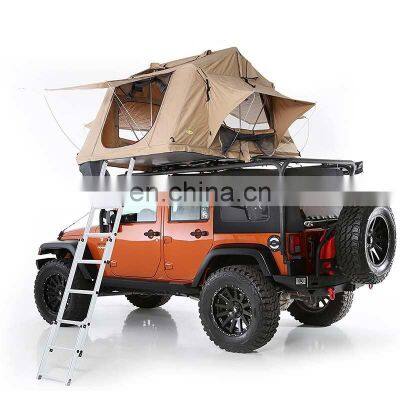 Dongsui 4x4 3-4 4 Person Fabric Canvas Aluminum Travel Camping Suv Car Soft Shell Rooftop Roof  Top Tent with Skylight