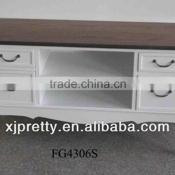 elegant white wooden TV stand/cabinet 4-drawers