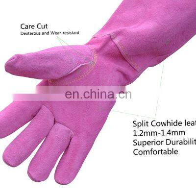 HANDLANDY Hot Sell Cowhide Purple Thorn Proof Gauntlet Garden Gloves For Home photo-3