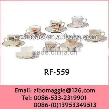 Hot Sale Zibo Made 220cc Porcelain Promotion Personalized Milk Cup Saucer