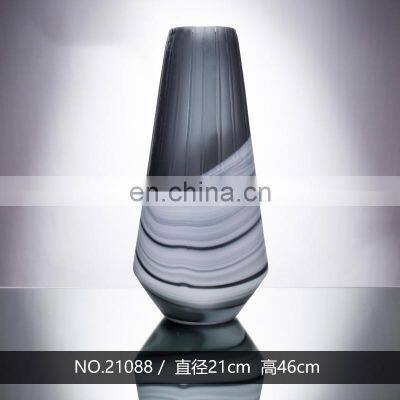 Glass Vase Grey Colored Wave Pattern Fashion Glass Flower Vase For Home Decoration photo-3