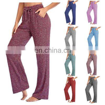 Clothing wholesale custom fashion casual sports pants quick-drying loose yoga pants large size wide leg pants womenS-5XL