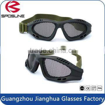 Matt black frame foam pad protective airsoft paintball goggles with steel iron net