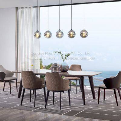 Concise Home Luxury Table DT1703-16 Natural Marble or Wooden Top With Wooden Leg Dining Table photo-2
