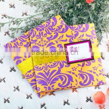 2016 Hot Sale Gold Folded Wedding Invitation Card