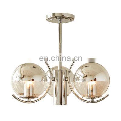 Modern LED Ceiling Hanging Lamp Chrome Iron Round Ball Pendant Lights Indoor Home Restaurant LED Chandelier