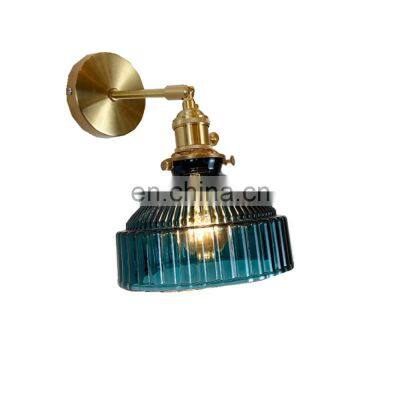 Nordic Decorative Golden Hotel Luxury Bedside Wall LED Home Glass Blue Wall Lamp Lighting