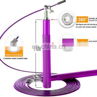 Speed Skipping Rope Adjustable Jumping Rope with Aluminium Alloy Handle and Ball Bearing Tangle