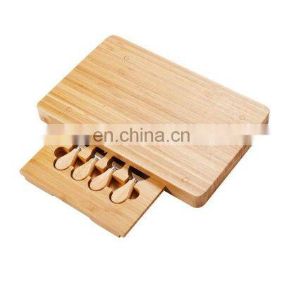 Wholesale 100% Biodegradable Natural Large Tray Bamboo Cheese Board With Knives Slide Out Drawer photo-5
