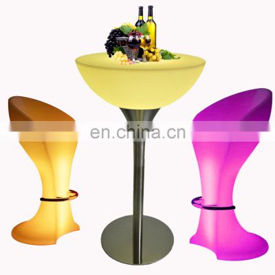 wireless illuminated glowing led portable led light bar cocktail tables and chairs christmas festival party light led bar table