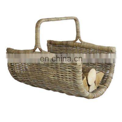 Hot Selling! Rattan Open End Wicker Log Basket Firewood Rack Hokder Cheap Wholesale Best Price in Vietnam