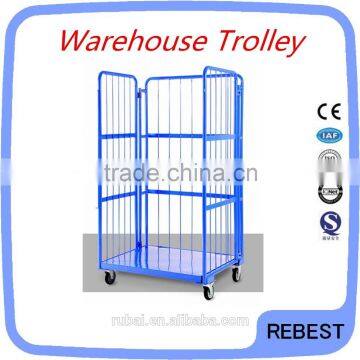 Warehouse trolley with foldable door