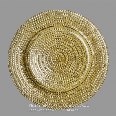 New Arrival China Suppliers Glass Wedding Tableware Gold Charger Plates