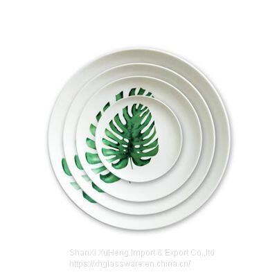 Bone China Palm Leaf Plates Dinnerware Custom Printed Ceramic Plate