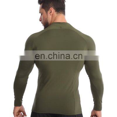 High Strech Quick Dry Long Sleeve Compression T-Shirt Men's Fitness Sport Gym Top 1/4 Zip Sportswear Training Jogging Shirts photo-5