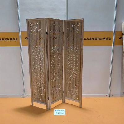 3-panel Wooden Screen Carved Pattern Separating Partition Folding Home Dividers