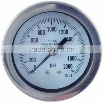 YB63Z2B 100mm back connection pressure gauge,S.S case,S.S connection,S.S bayonet bezel,