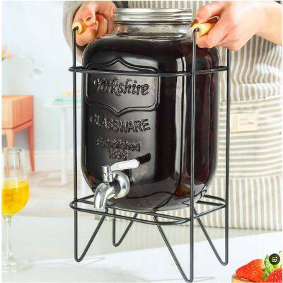 Juice Can Glass Beverage Dispenser - Large Capacity Glass Jar With Built-in Spigot, Ideal for Home Parties and Daily Use photo-3