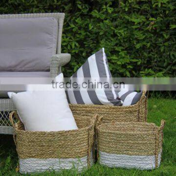 High quality best selling eco-friendly Set of 3 Sea Grass Oval Basket with branded handles from Vietnam