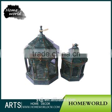 Delicate Bronze Pavilion Wooden Chinese Birdcage Candle Holder for Weeding Decoration