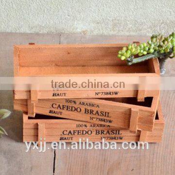 S/3 New Arrival Delicate Terracotta Wood Garden Rectangular Planter Box photo-3