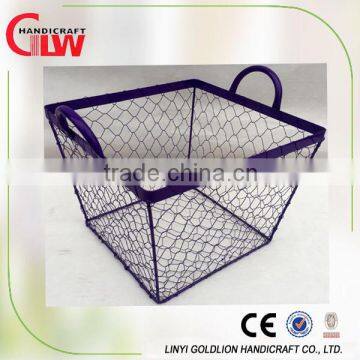 iron basket with handle, handmade wire basket, wire mesh basket