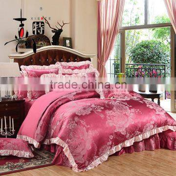 China Supplier 100% Cotton Jacquard Satin Bed Skirt Wedding Home Textile Bedding Set photo-1