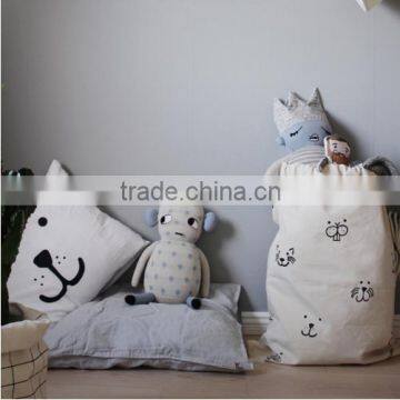 Heart Bear Eyelash Pattern Laundry Bag Pouch,Canvas Storage Bag for Toys Clothing,Baby Kids Toys Storage Bag Cute Wall Pocket photo-3